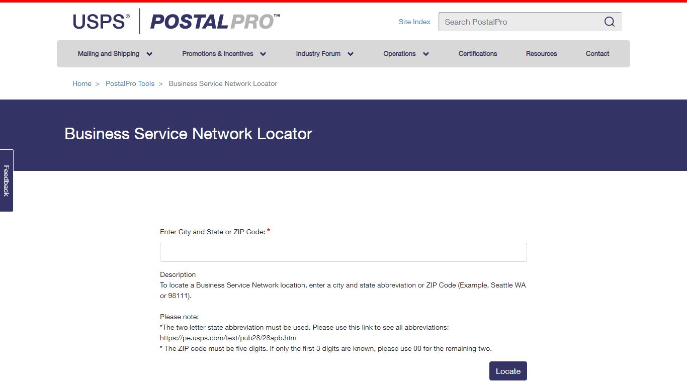 Business Service Network Locator | PostalPro - USPS